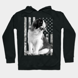 American Flag St. Bernard Bliss, Trendy Tee Triumphs Hoodie